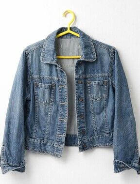Vintage 2000's Classic Distress Blue Denim Jacket Smart Set High Waist Fit